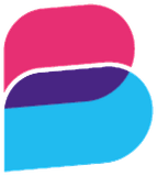 Partner: logo met een roze, paarse en blauwe B
